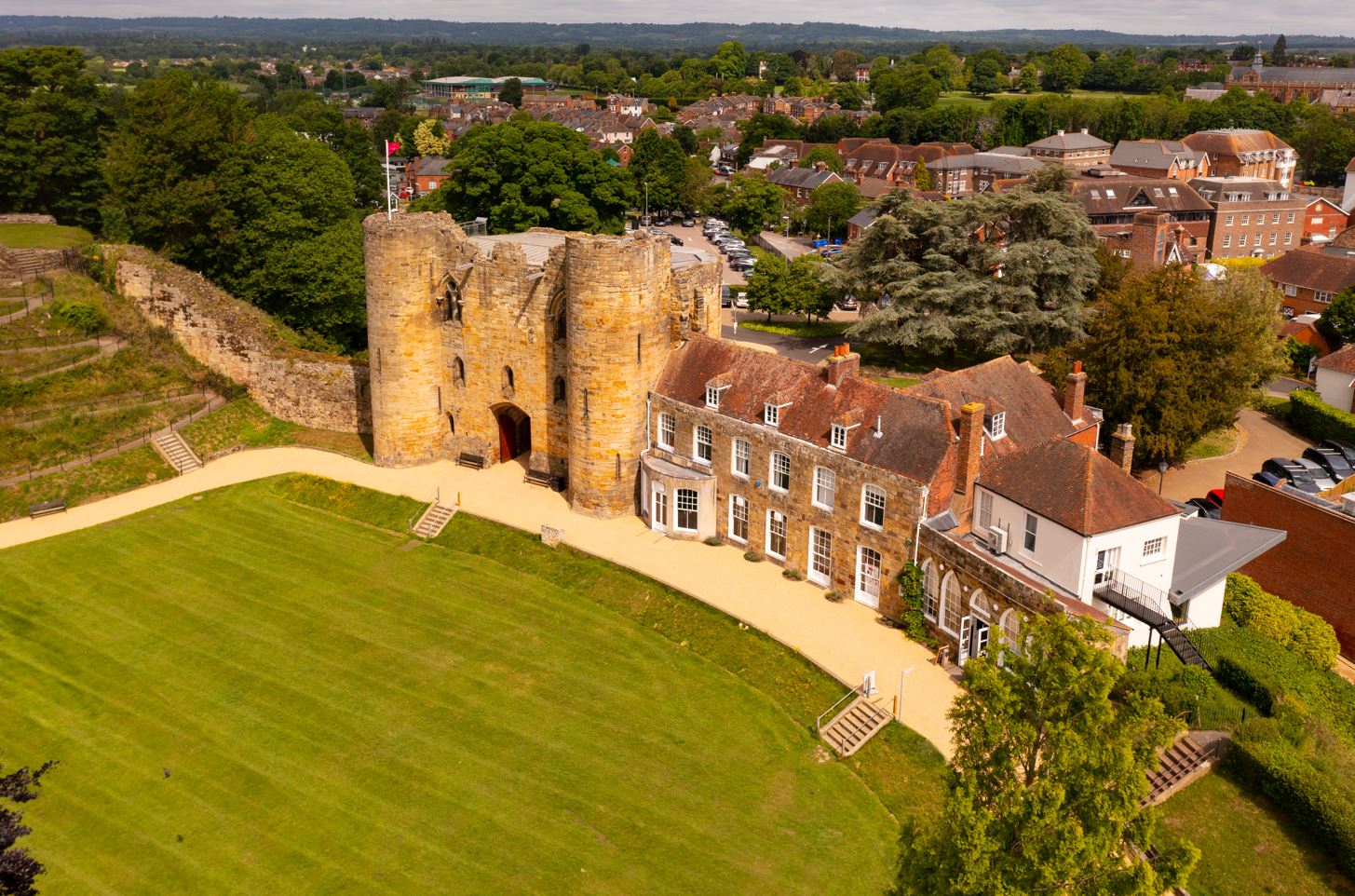 Aerial view of Tonbridge Castle