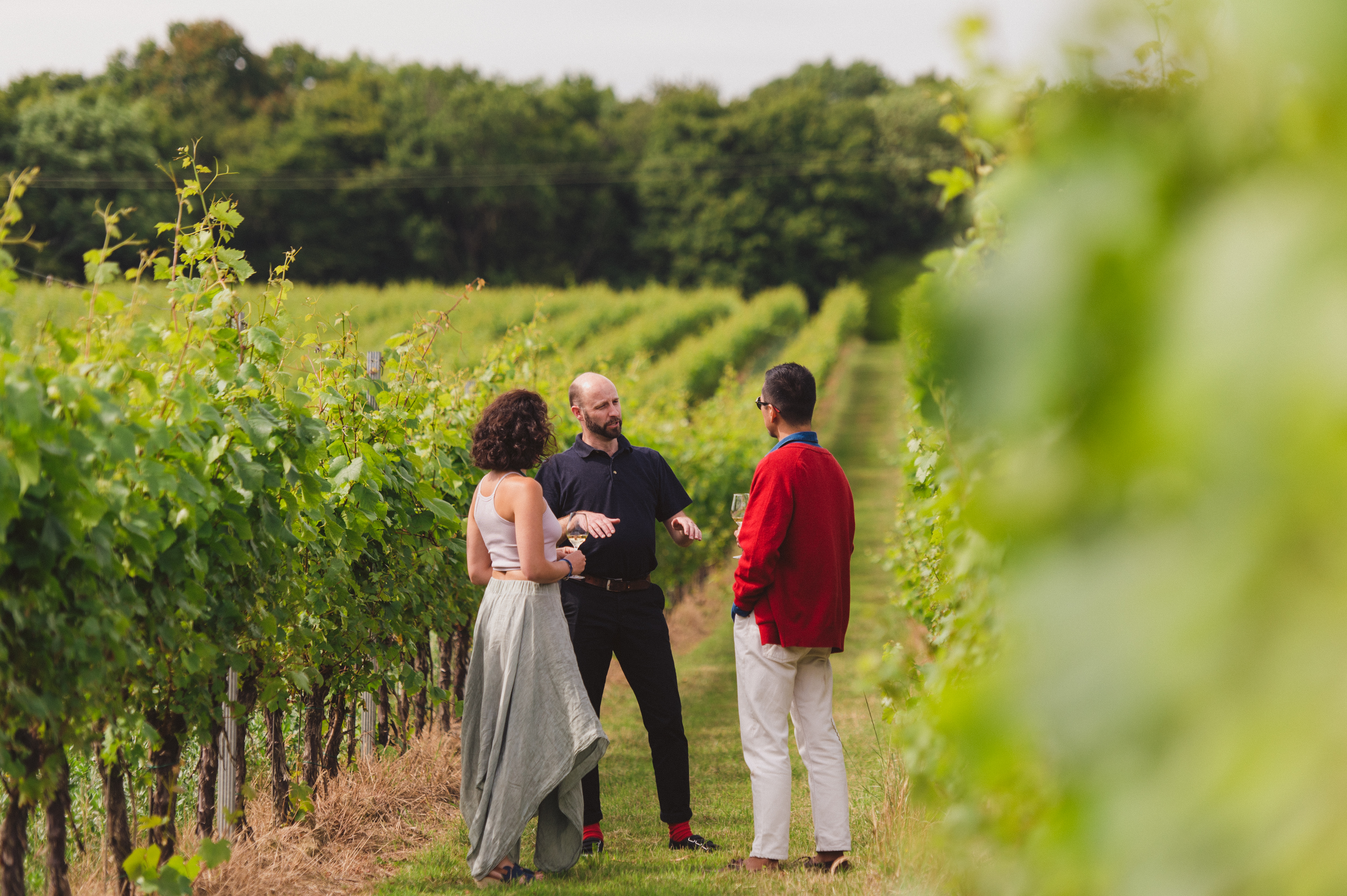 Couple outside touring Gusbourne vineyard