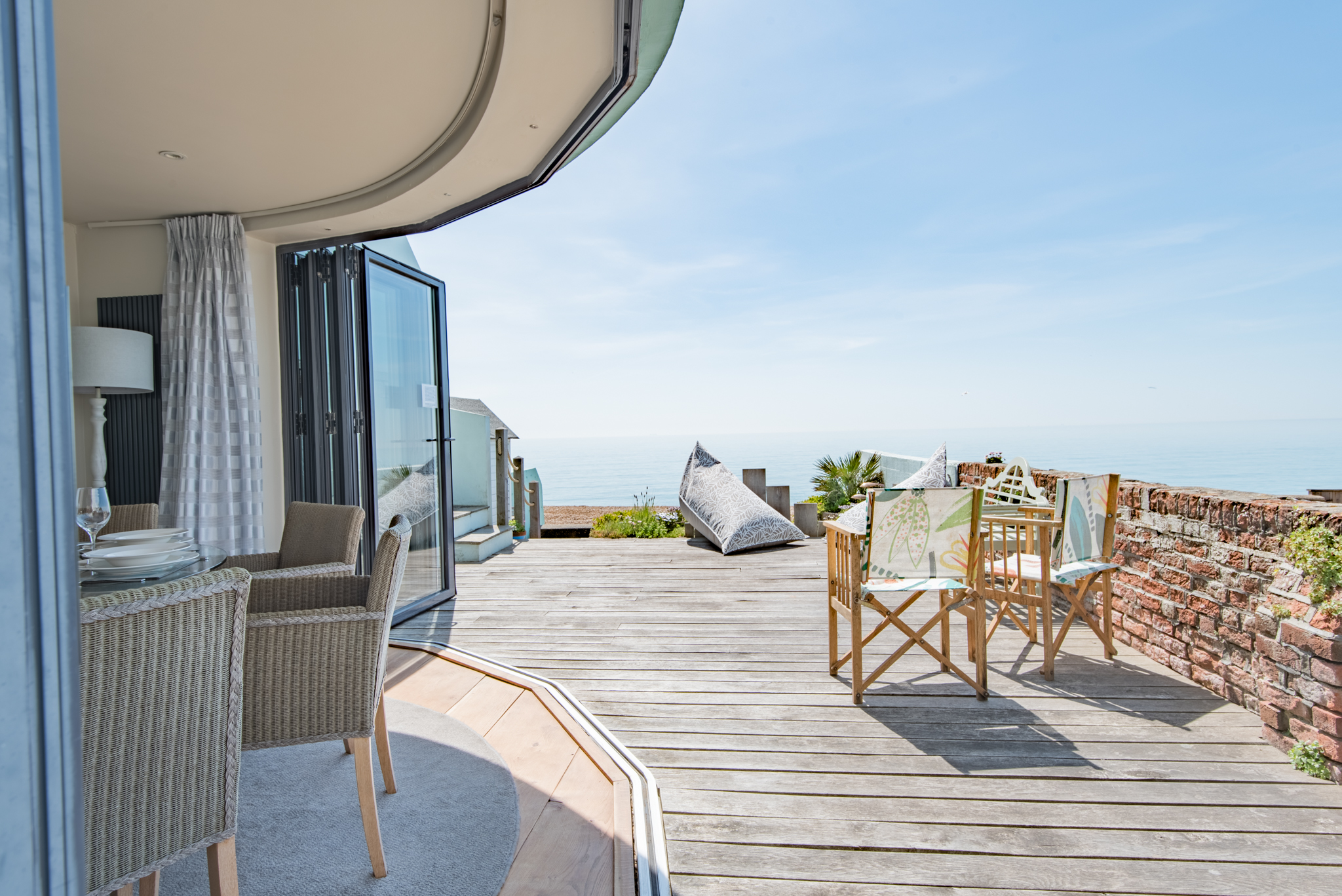 The terrace overlooking the sea at The Beach House Sandgate
