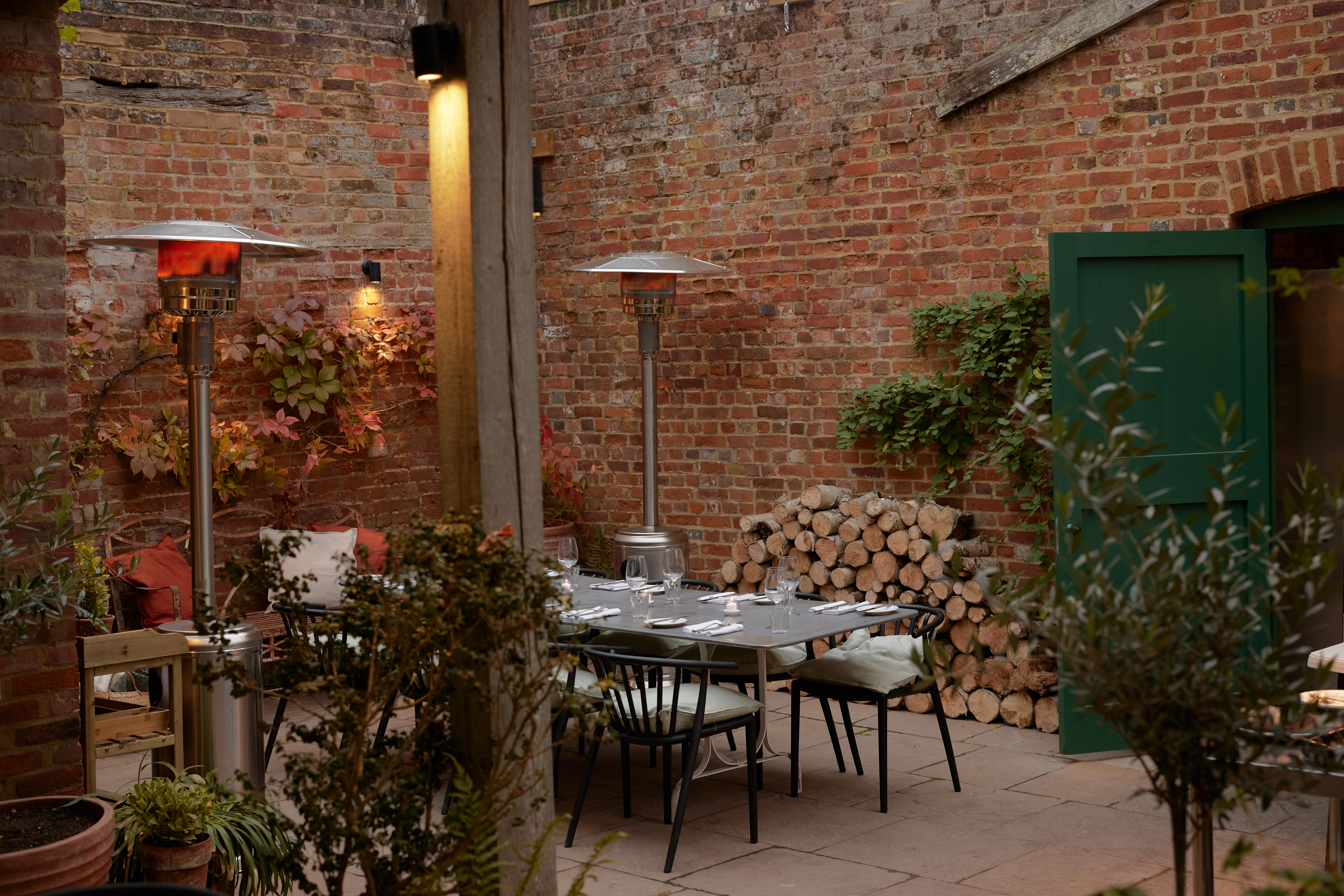 Updown Farmhouse courtyard dining area