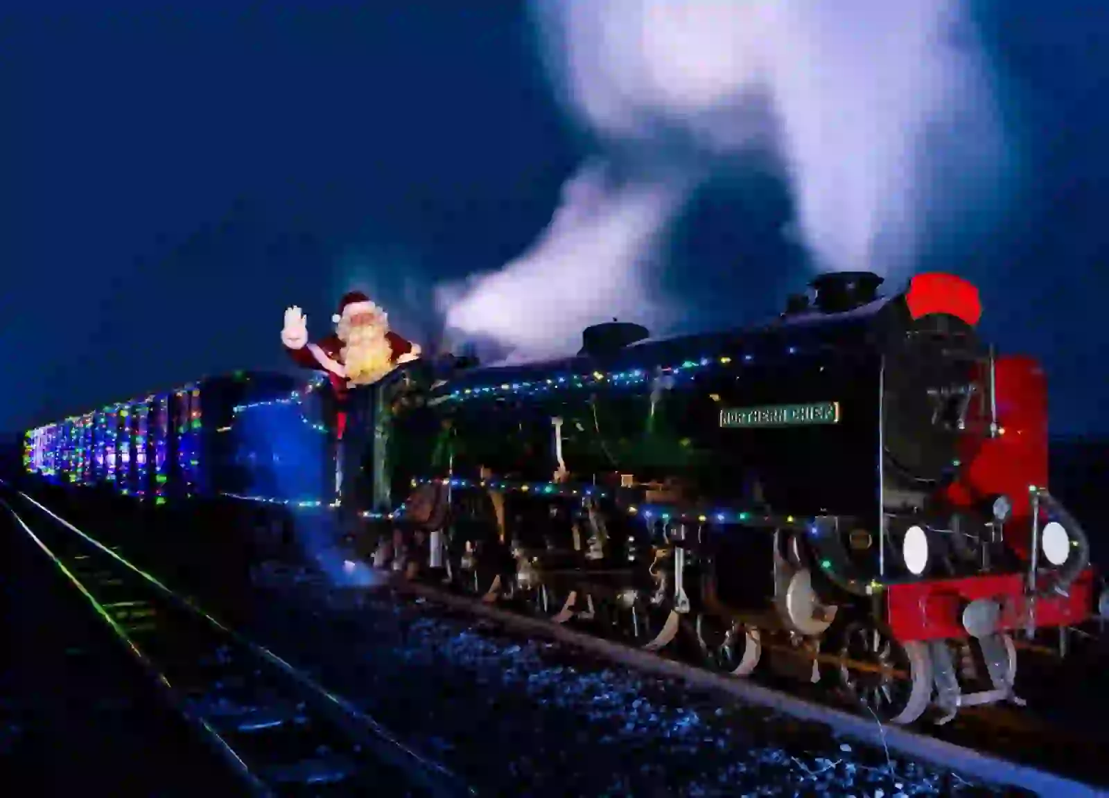 Night time Christmas train ride with Santa
